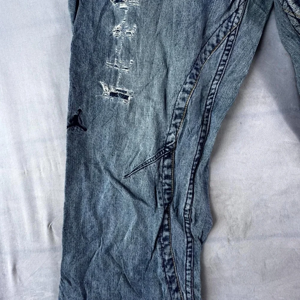 Vintage Jordan Jeans Mens 34x34 Blue Denim Distressed Hip Hop Straight Leg